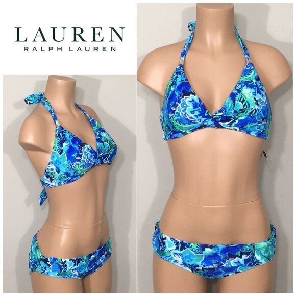 Lauren Ralph Lauren Blue Paisley bikini. NWT - Picture 1 of 12